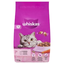 Whiskas 1+ teljes értékű szárazeledel felnőtt macskák számára lazaccal 1,4 kg