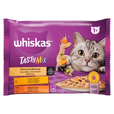 Whiskas 1+ Tasty Mix teljes értékű nedves eledel felnőtt macskáknak 4 x 85 g (340 g)