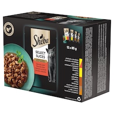 Sheba Select Slices Zamatos választék teljes értékű nedves eledel felnőtt macskáknak 12 x 85 g