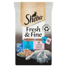 Sheba Fresh & Fine teljes értékű nedves eledel felnőtt macskának tonhallal lazaccal 6 x 50 g (300 g)