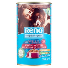 Reno nedves kutyaeledel, kutyatáp felnőtt kutyáknak borjúval szószban konzerv 1240 g