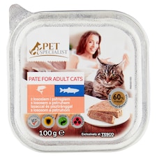 Pet Specialist teljes értékű állateledel felnőtt macskák számára lazaccal & pisztránggal 100 g