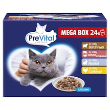 PreVital nedves macskaeledel, macskatáp felnőtt macskáknak szószban alutasakos 24 x 100 g