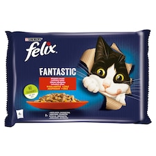 Purina Felix Fantastic nyúllal/báránnyal aszpikban nedves macskaeledel 4 x 85 g