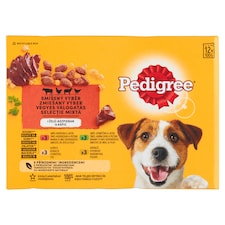Pedigree Vegyes Válogatás teljes értékű eledel felnőtt kutyák részére vagdalttal 12 x 100 g (1,2 kg)