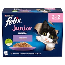Purina Felix Fantastic Junior vegyes válogatás aszpikban nedves macskaeledel 12 x 85 g (1,02 kg)