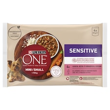 Purina One Mini Sensitive lazaccal nedves kutyaeledel 4 x 85 g (340 g)