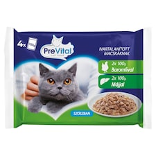 PreVital nedves macskaeledel, macskatáp steril macskáknak szószban alutasakos 4 x 100 g