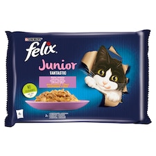 Purina Felix Fantastic Junior csirkével/lazaccal aszpikban nedves macskaeledel 4 x 85 g