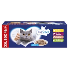 PreVital nedves macskaeledel, macskatáp felnőtt macskáknak szószban alutasakos 48 x 100 g