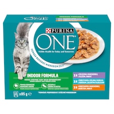 Purina One Indoor Formula csirkével/borjúval/tonhallal nedves macskaeledel 12 x 85 g (1020 g)