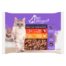 Pet Specialist teljes értékű állateledel felnőtt macskák számára falatok aszpikban 4 x 100 g (400 g)