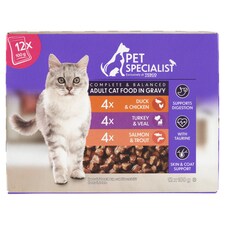 Pet Specialist teljes értékű állateledel felnőtt macskák számára falatok szószban 12 x 100 g
