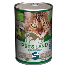 Pet's Land teljesértékű macskaeledel bio lazaccal, bio édesburgonyával, bio körtével 415 g