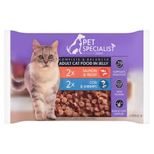 Pet Specialist teljes értékű állateledel felnőtt macskák számára falatok aszpikban 4 x 100 g (400 g)
