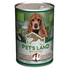 Pet's Land teljesértékű kutyaeledel bio baromfihússal, bio padlizsánnal, bio körtével 415 g