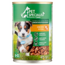 Pet Specialist teljes értékű állateledel kölyökkutyák számára borjúval és csirkével aszpikban 415 g