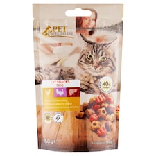 Pet Specialist kiegészítő macskaeledel, ropogós falatok csirkével, pulykával és májjal 60 g