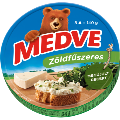 Medve zöldfűszeres kenhető, félzsíros ömlesztett sajt 8 x 17,5 g (140 g)