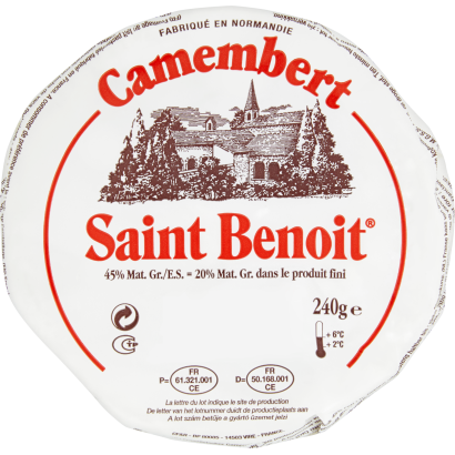 Saint Benoit camembert zsíros, fehér nemespenésszel érő lágy sajt 240 g