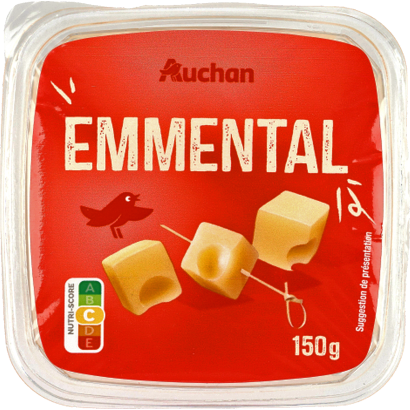 Auchan Kedvenc ementáli sajt kockára vágva 150 g