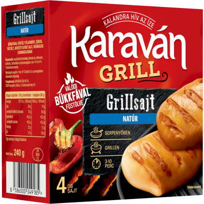 Karaván Grill bükkfával füstölt félkemény zsíros füstölt natúr grillsajt 4 db 240 g