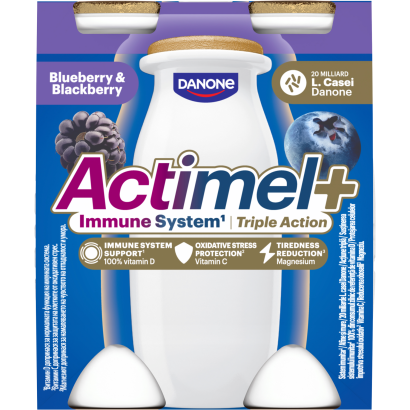 Danone Actimel+ áfonya- és feketeszeder ízű joghurtalapú ital 4 x 100 g (400 g)
