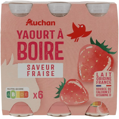 Auchan Kedvenc eper ízű joghurtital 6x180 g