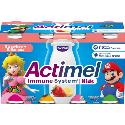 Danone Actimel Kids zsírszegény eper-banánízű joghurtital B6- és D-vitaminnal 8 x 100 g (800 g)