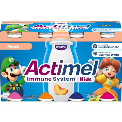 Danone Actimel Kids zsírszegény őszibarackízű joghurtalapú ital kalciummal 8 x 100 g (800 g)
