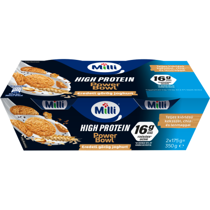 Milli Power Bowl zsírszegény eredeti görög krémjoghurt teljes kiőrlésű keksszel 2 x 175 g (350 g)
