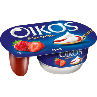 Danone Oikos Édes Kettes élőflórás édesített joghurt eperszósszal 118 g