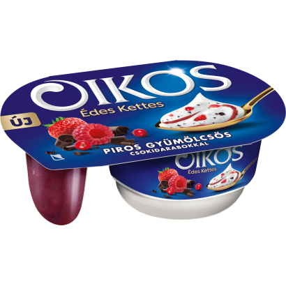 Danone Oikos Édes Kettes élőflórás édesített joghurt piros gyümölcsös szósszal 118 g