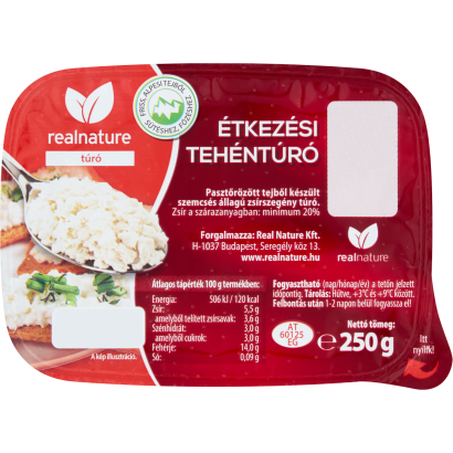Real Nature zsírszegény étkezési tehéntúró 250 g