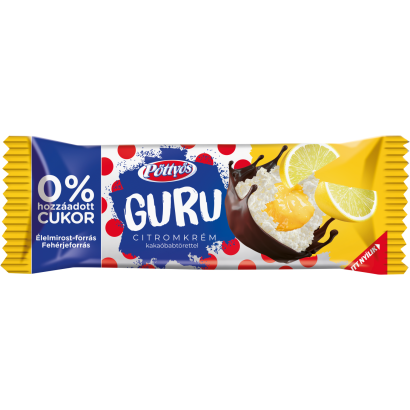 Pöttyös Guru 0% túródesszert kakaós étbevonattal, citromos krémtöltelékkel 30 g