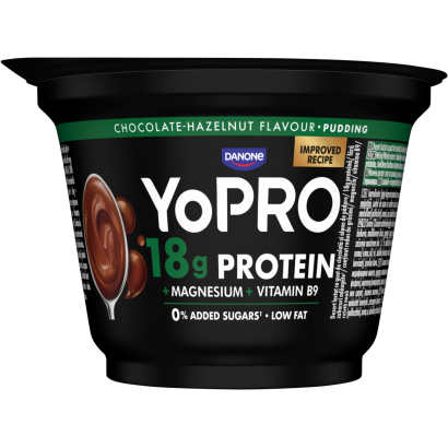Danone YoPro csokoládé- és mogyoróízű tejdesszert édesítőszerrel, magnéziummal és folsavval 180 g