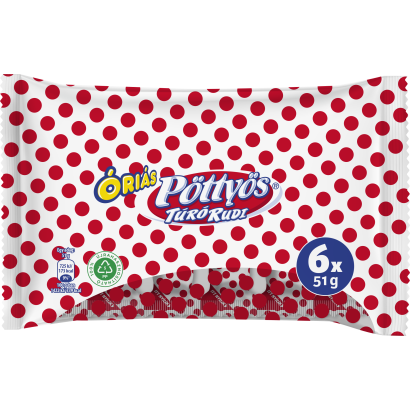 Pöttyös Óriás Túró Rudi natúr étbevonattal 6x51 g