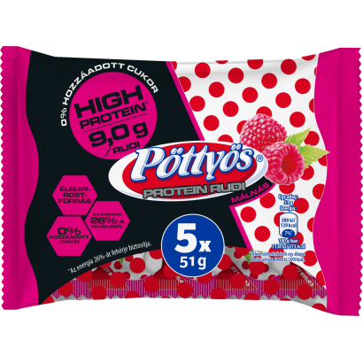 Pöttyös Protein Rudi málnás 5x51 g