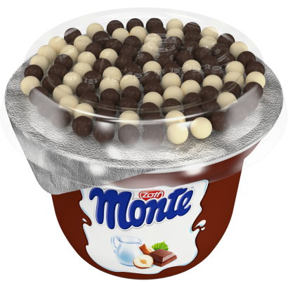 Zott Monte csokoládés-mogyorós tejalapú desszert gabonagolyókkal 70 g