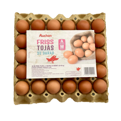 Auchan Kedvenc ketreces tartásból származó tojás A osztály M méret 30 db