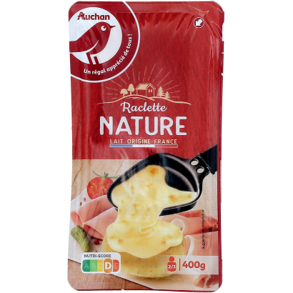 Auchan Kedvenc Natúr szeletelt félkemény zsíros sajt Raclette készítéséhez 400 g