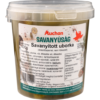 Auchan Kedvenc csemege ízesítésű savanyított uborka 500 g