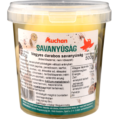 Auchan Kedvenc Vegyes darabos savanyúság vödrös 500 g