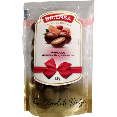 Pörkölt mandula tejcsokoládé- sós karamell bevonattal 150 g