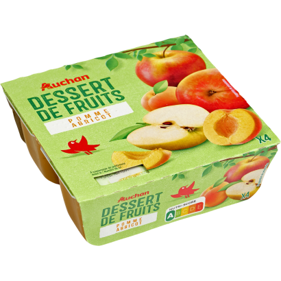 Auchan Kedvenc alma, sárgabarack gyümölcsdesszert 4 x 100 g