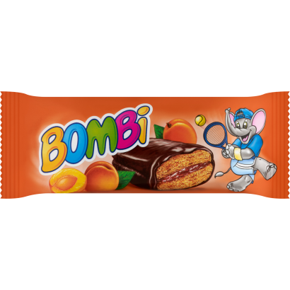 Bombi kakaós bevonómasszába mártott, sárgabarackos lekvárral töltött puszedli 50 g