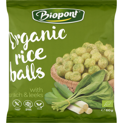 Biopont gluténmentes bio rizsgolyó spenóttal és póréhagymával 60 g
