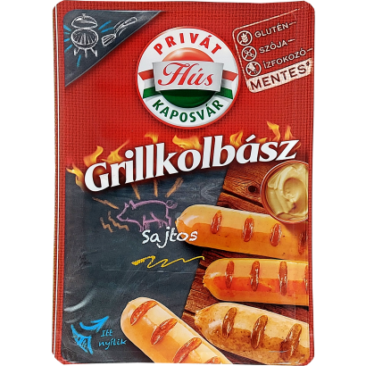 Sajtos grillkolbász füstölt-főtt, védőgázos csomagolásban 240 g