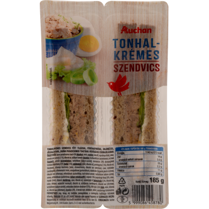 Auchan Kecvenc tonhalkrémes szendvics 185g