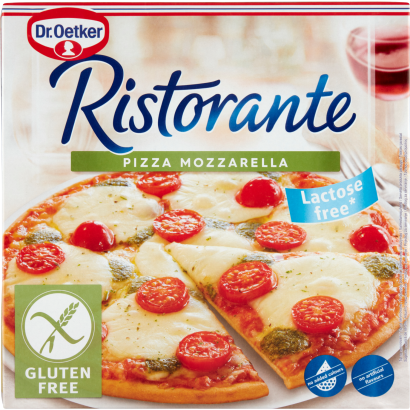 Dr. Oetker Ristorante Pizza Mozzarella gyorsfagyasztott gluténmentes pizza mozzarella sajttal 370 g